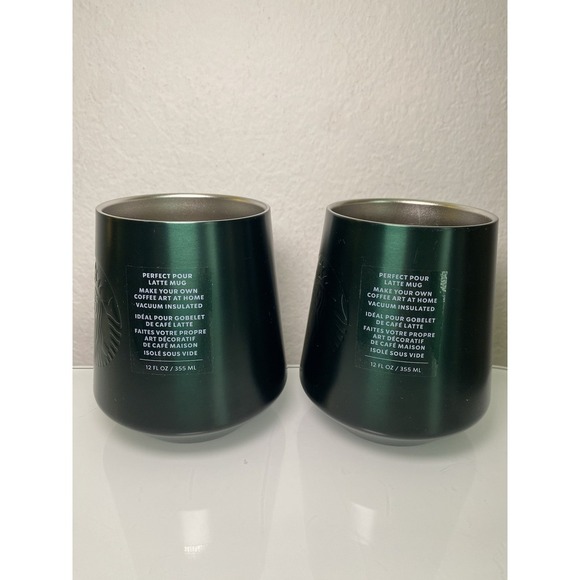 Starbucks 2 Perfect Pour Latte Mug Green Stainless Steel Vacuum Insulated 12 oz - Picture 2 of 9